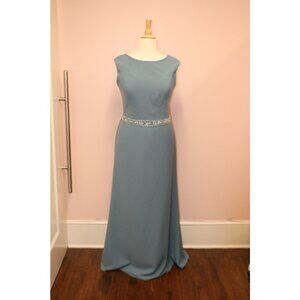 NWT Beaded Crepe A-line Dress Dusty Blue Size 22